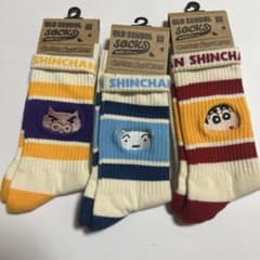 신품 남성 올드 스쿨 양말 크레용 신짱 3 종류 세트