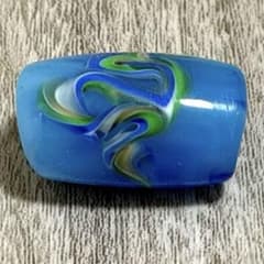 帯留め 創作ガラス ブルー 青 和装小物 着物 浴衣 工芸品 一点物 希少品のサムネイル
