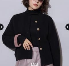 美品】 Arpege story 金ボタンFURニットジャケット 黒 - メルカリ