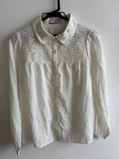 OLIVE des OLIVE 長袖ブラウス 花柄レース パール装飾のサムネイル
