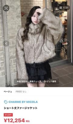 フェイクファー ショートジャケット ベージュのサムネイル
