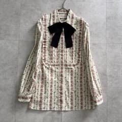 グッチ タグ付き ブラウス ボウタイリボン 花柄 フローラル アイボリー 