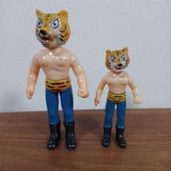 当時物中島製作所「面取れタイガーマスク」17㎝＆13㎝ソフビフィギュア