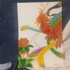 Japanesart 提灯絵師Mie 鳳凰 アート 原画 開運一発描きのサムネイル