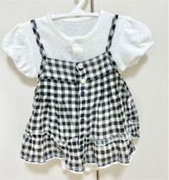 ギンガムチェック 半袖ロンパース size60~70のサムネイル