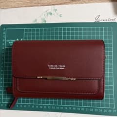 スマホポーチ3層構造で整理上手！多機能ショルダー財布 大容量　赤　レッドのサムネイル