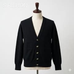 S'RIBBON 에스리본 울 100% V넥 가디건 L 블랙