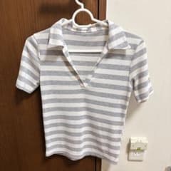 ボーダー柄 グレー 半袖のサムネイル