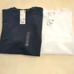 もっち様 専用ページ ユニクロ テクスチャー ジャージー Tシャツ 白 青のサムネイル
