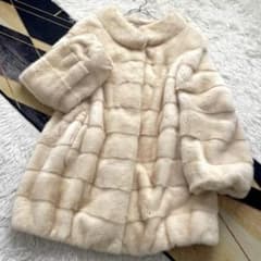 近年人気モデル/クロップド パロミノパールミンク ファーコート 横段 軽量 毛皮 近年物☆コペンハーゲン パールミンク クロップド丈 ファーコート 毛皮