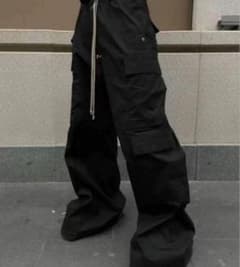 リック似 ブラックカーゴパンツ ワイドシルエット カーゴベラ | Mercari
