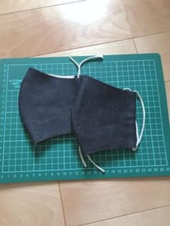 ☆未使用☆手作りデニム(濃紺)大人用たて大きめインナーマスク2枚セット☆のサムネイル