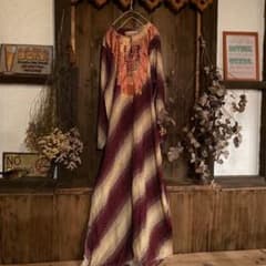 ＊vintage・モザイクドット刺繍ロングカフタンワンピースのサムネイル