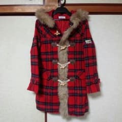 もも様専用　エンジェルブルー　チェック　コート　ファー付のサムネイル