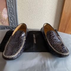 GIORGIO ARMANI クロコスタンパートレザー　ローファー　8 GIORGIO ARMANI クロコスタンパートレザー ローファー 8 - メルカリ