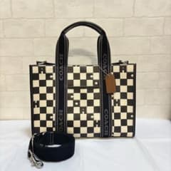 極美品】COACH コーチ スミストート・チェッカーボード プリント  