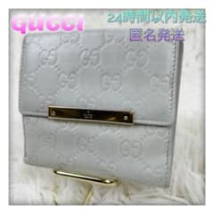 GUCCI GGパターン レザー 三つ折り財布ベージュ - メルカリ
