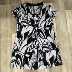 【VALENZA COLLECTION】バレンザ モノトーン総柄チュニックLのサムネイル
