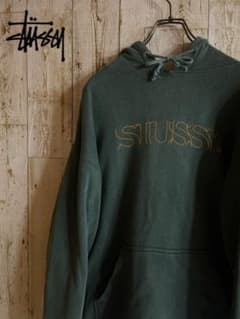 STUSSY ステューシー ロゴ パーカー グリーン Lサイズのサムネイル