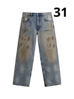 ZARA バギーフィットジーンズ ヴィンテージ加工 泥加工　アクネ似 ZARA Acne ヴィンテージ加工バギーフィットジーンズ サイズ31 - メルカリ