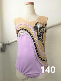 女子バトン衣装☆140cm標準サイズ ラベンダーベロア✕ブラックゴールド