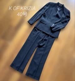 美品　KOF KRIZIAブラックストライプ フォーマル　パンツスーツ　Lサイズ 美品 KOF KRIZIAブラックストライプ フォーマル パンツスーツ Lサイズ