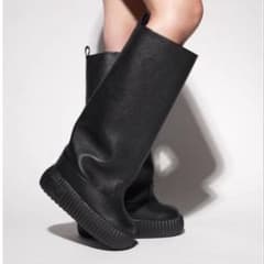 YELLO FLAT TIRE ブラックロングブーツ Mサイズ YELLO FLAT TIRE LIFTED TALL BOOTS ロングブーツ - メルカリ