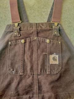 Carhartt ブラウンオーバーオール　ダック地　ダブルニー　良フェードのサムネイル