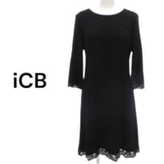 iCB レースワンピース ネイビー 紺 ドレス 七分袖