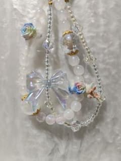 ハンドメイド リボンと薔薇のスマホストラップのサムネイル