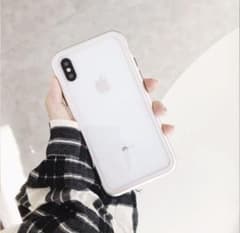 iPhone X ケース シルバーホワイト 背面ガラス マグネット式のサムネイル