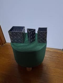 金属製 縞鋼板 卓上灰皿 焚き火台　小物入れ　ペン立て　ハンドメイド　３点セットのサムネイル