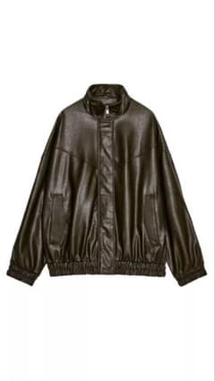 ZARA ハイネックフェイクレザーボンバージャケットXSのサムネイル