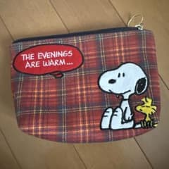 SNOOPY スヌーピー ウッドストック チェック柄 ポーチのサムネイル