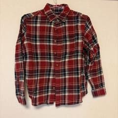 UNIQLO チェック柄 長袖シャツ 150cm 赤　レッドのサムネイル