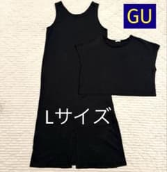 GU　ノースリーブワンピース　Lサイズ　ショート丈トップス　重ね着　セットのサムネイル