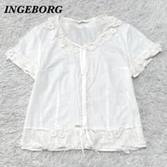 美品】 INGEBORG クロシェニット襟半袖カットソー 9 ホワイト - メルカリ