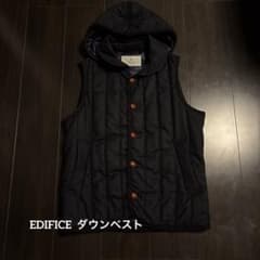 エディフィス フード付き中綿ウールベスト 濃紺 くるみボタンのサムネイル