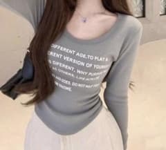 長袖 カットソー グレー　Tシャツのサムネイル