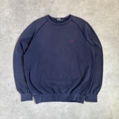 【一成】90's ラルフローレン 短丈スウェット 茄子紺 ネイビー 90's ラルフローレン 短丈スウェット 茄子紺 ネイビー フェード