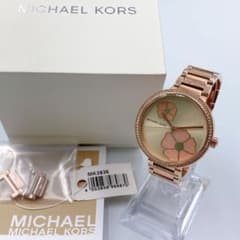 美品】電池交換済み マイケルコース 腕時計 花柄 コートニー ゴールド