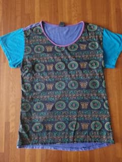 アジアンエスニック柄切り替えTシャツのサムネイル
