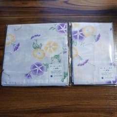 MITSUKOSHI ガーゼハンカチ 二重袷 朝顔柄 2枚セットのサムネイル