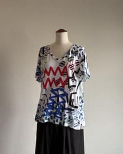 00s Paul Smith Art Print Deep V-Neck Tee