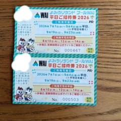 よみうりランド プールWAI 平日ご招待券 2026 2枚 - メルカリ