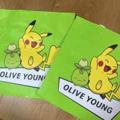 オリーブヤング ポケモン 紙袋 大 ショッパー エコバッグ ピカチュウ