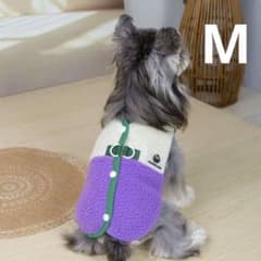 Dog vest with back opening and D-ring, two-tone colored boa, purple, size M