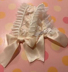 ヘッドドレス ホワイト 白 サテン ハンドメイド ロリィタ ロリータのサムネイル