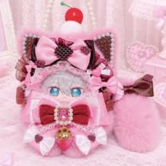 120センチパールショルダー付き　おすわりぬい服　ピンクチェックパールねこちゃん パールチェーン付 ぬい服 猫 ピンク いつぬい ぬいぐるみ服 - メルカリ