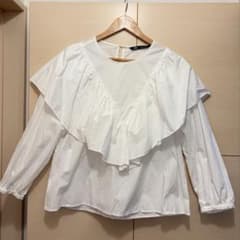 ZARA フリルブラウス ホワイト 長袖のサムネイル
